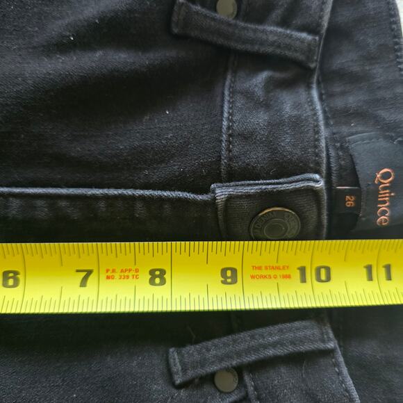 Quince Stretch High Rise Kick Flare Jeans Cropped Black Size 26 Organic Cotton - Picture 10 of 11
